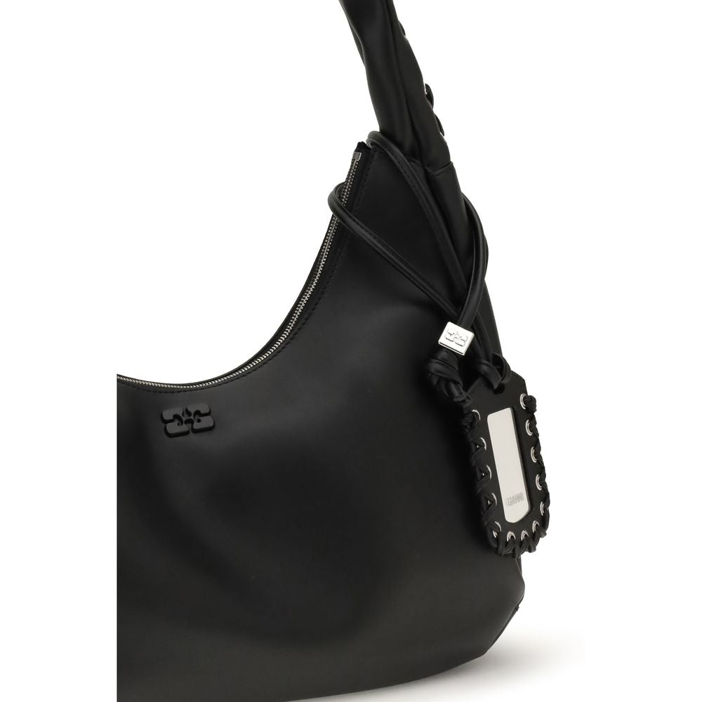 Black Recycled Leather Shoulder Bag
