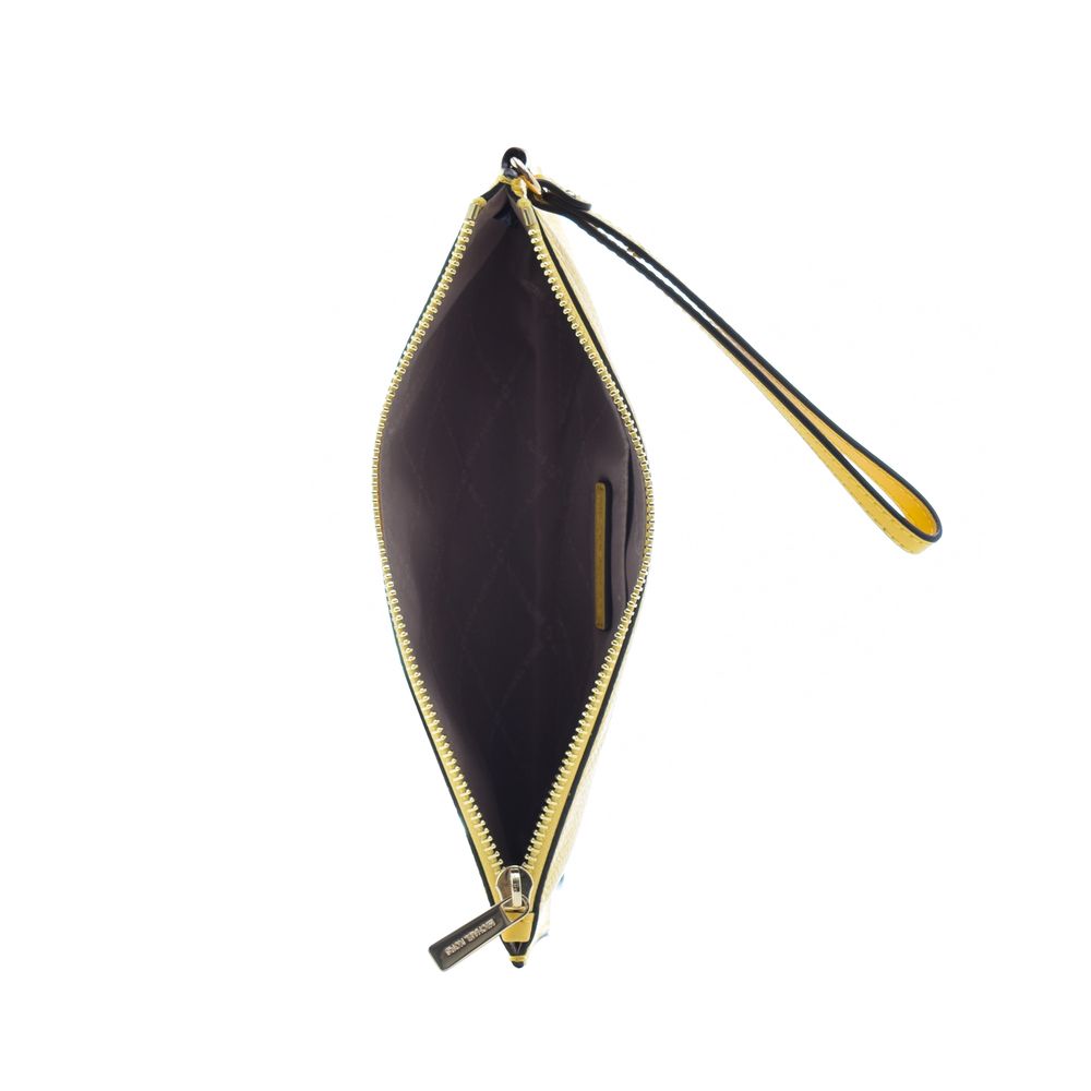 Bicolor Leather Clutch Bag