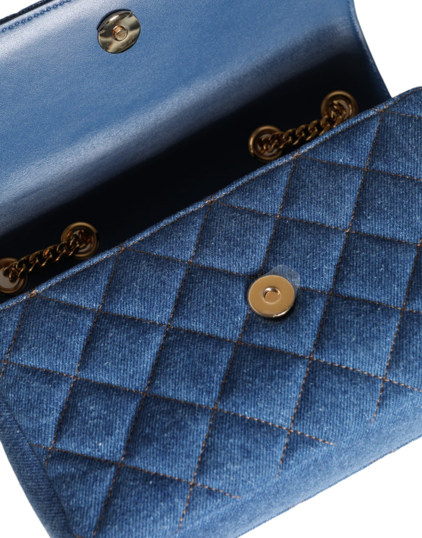 V10 Sac à bandoulière en cuir denim matelassé bleu