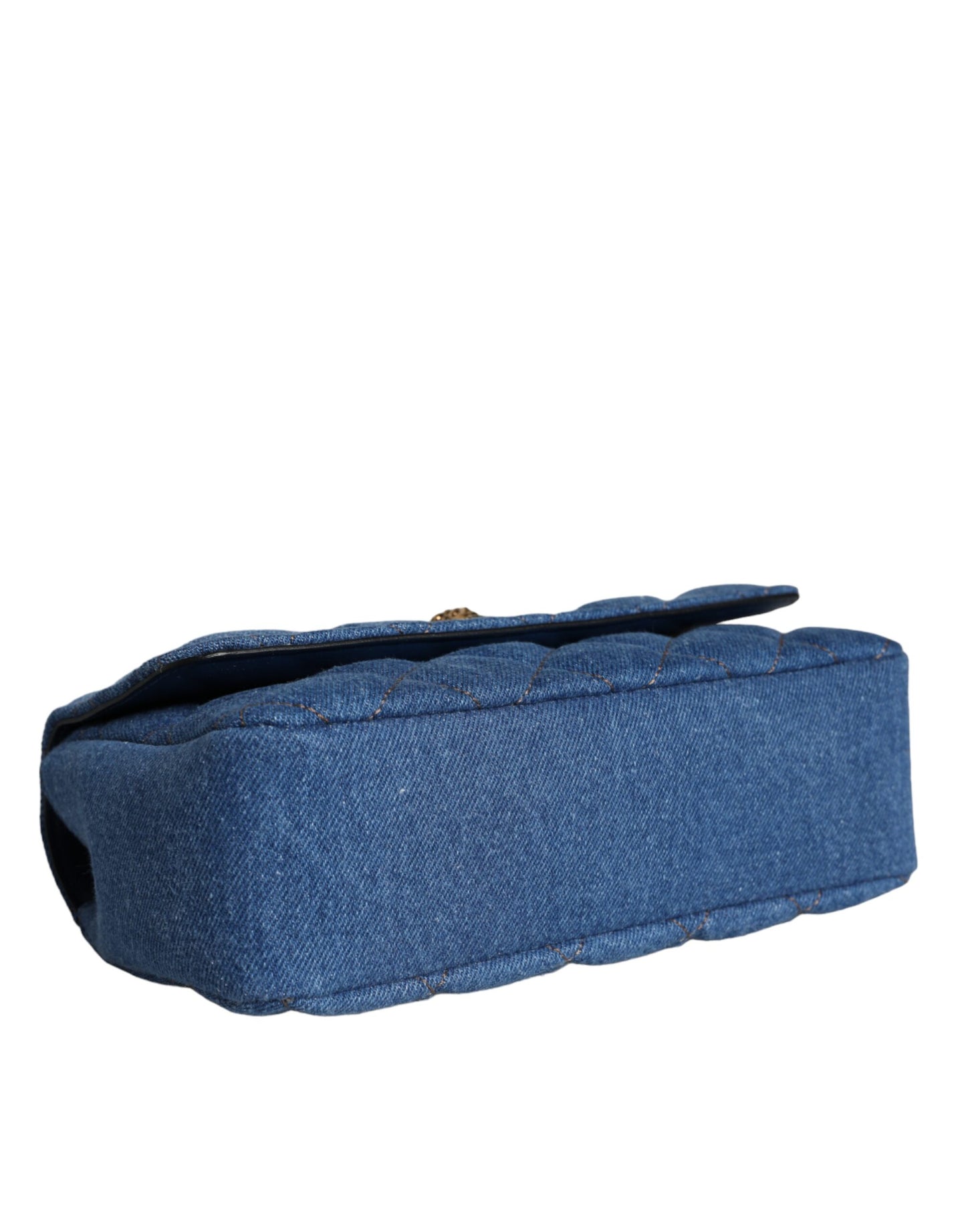 V10 Sac à bandoulière en cuir denim matelassé bleu