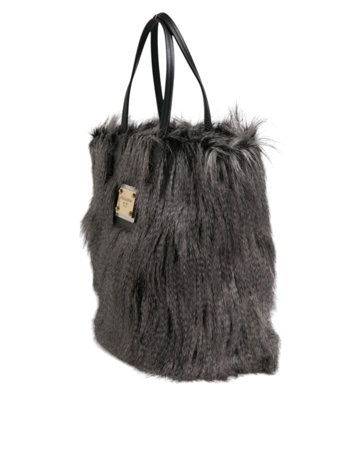 D&G Sac fourre-tout surdimensionné en fausse fourrure noire
