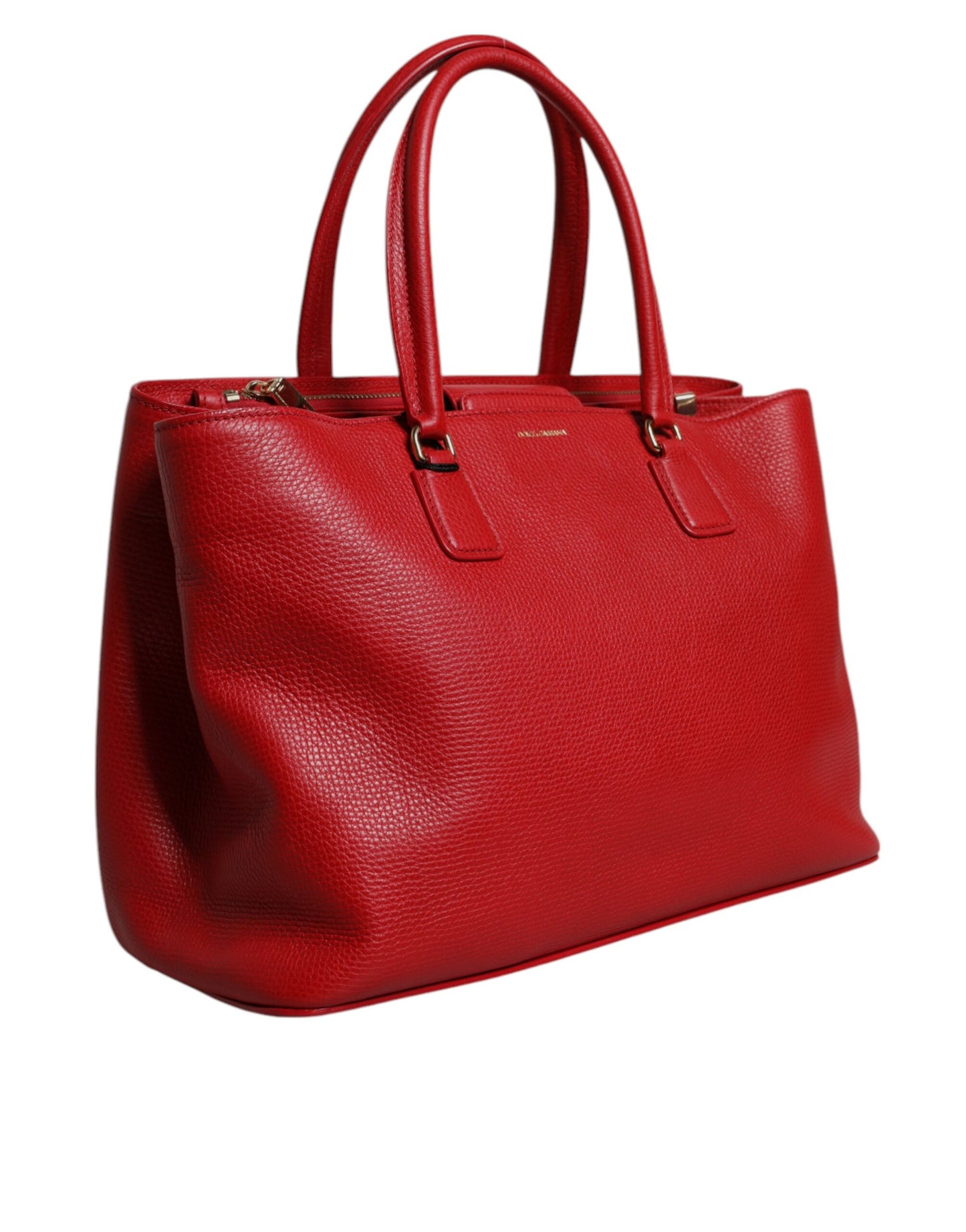 D&G Sac à main en cuir de veau rouge avec plaque logo