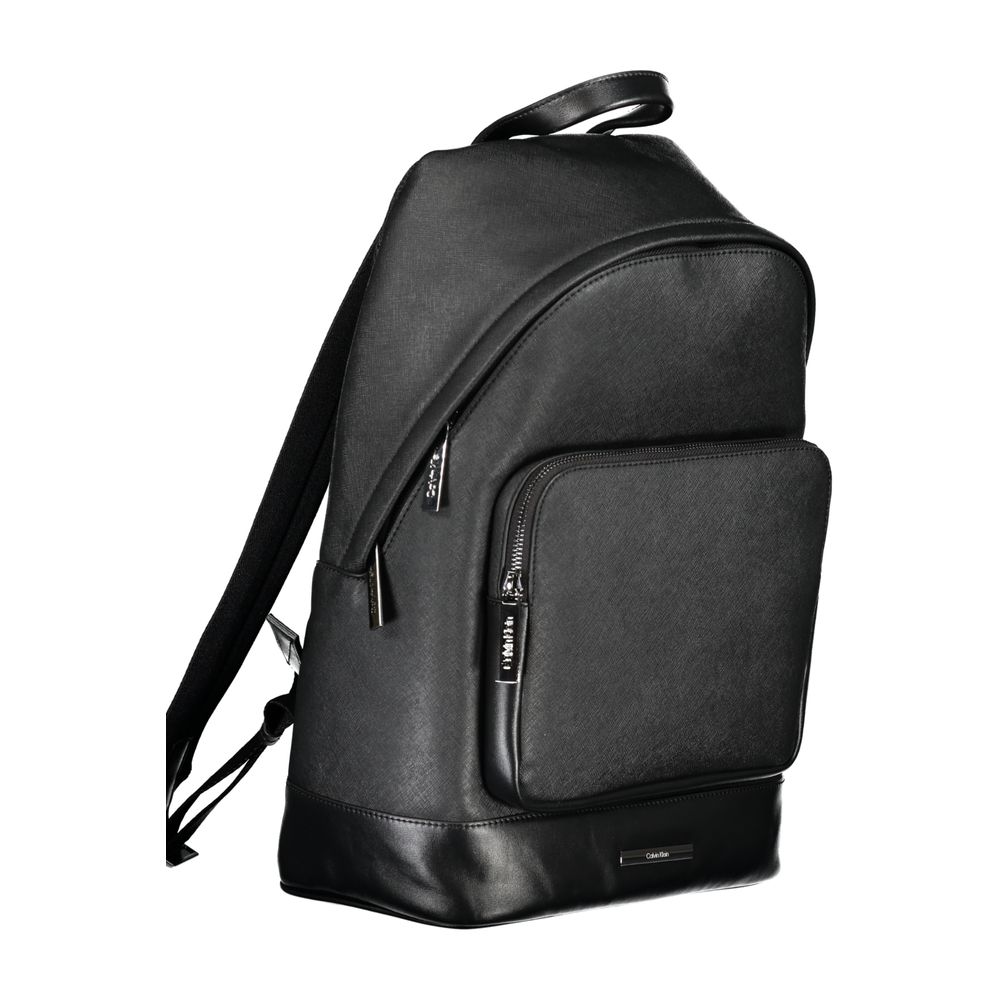 Black Polyester Men Backpack