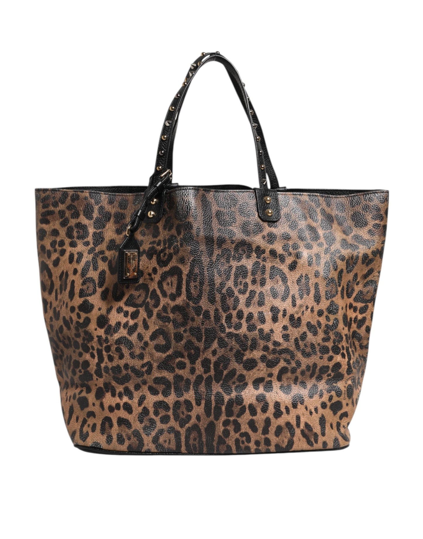 D&G Sac fourre-tout en cuir marron léopard BEATRICE avec plaque logo