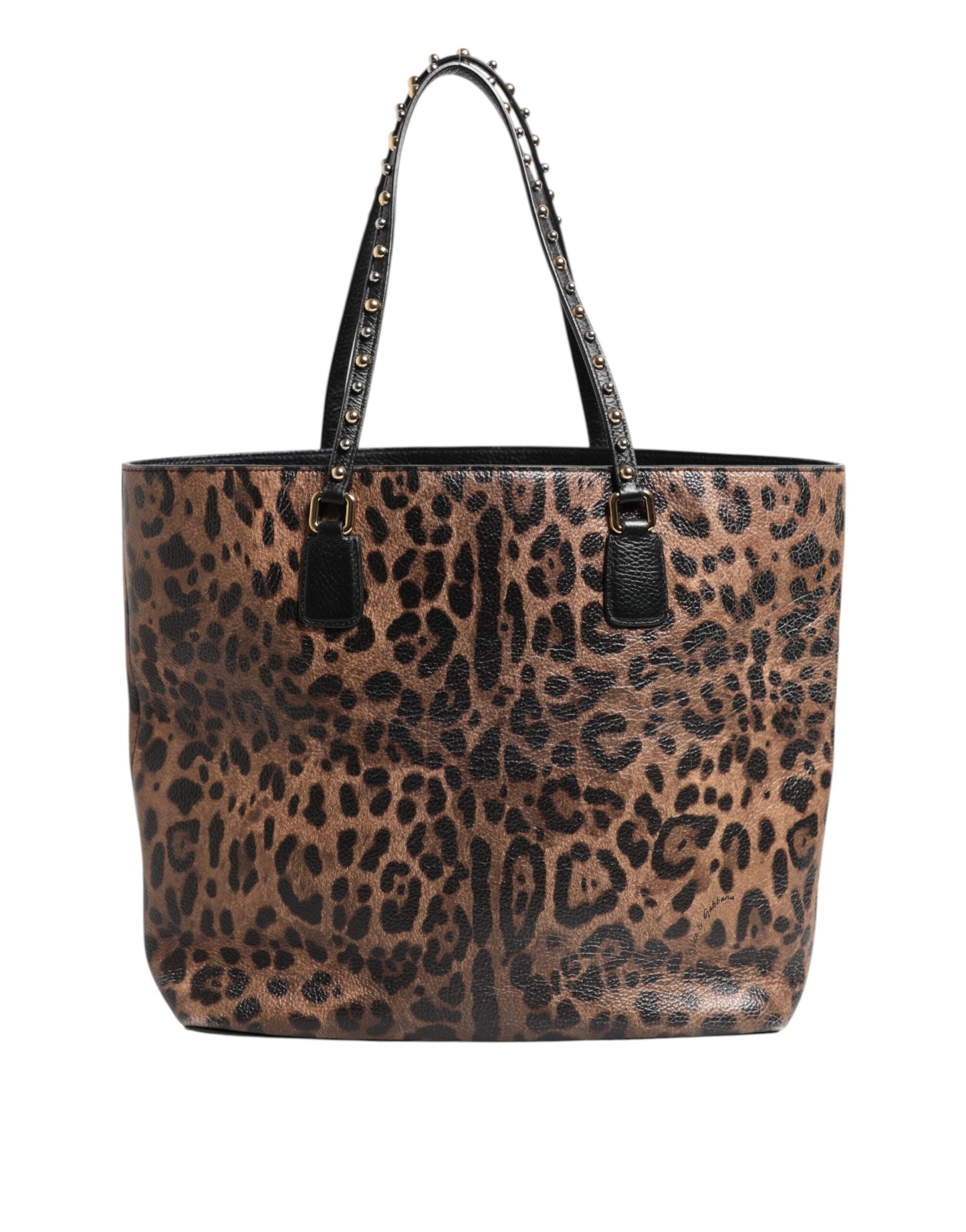 D&G Sac fourre-tout en cuir marron léopard GLAM avec plaque logo