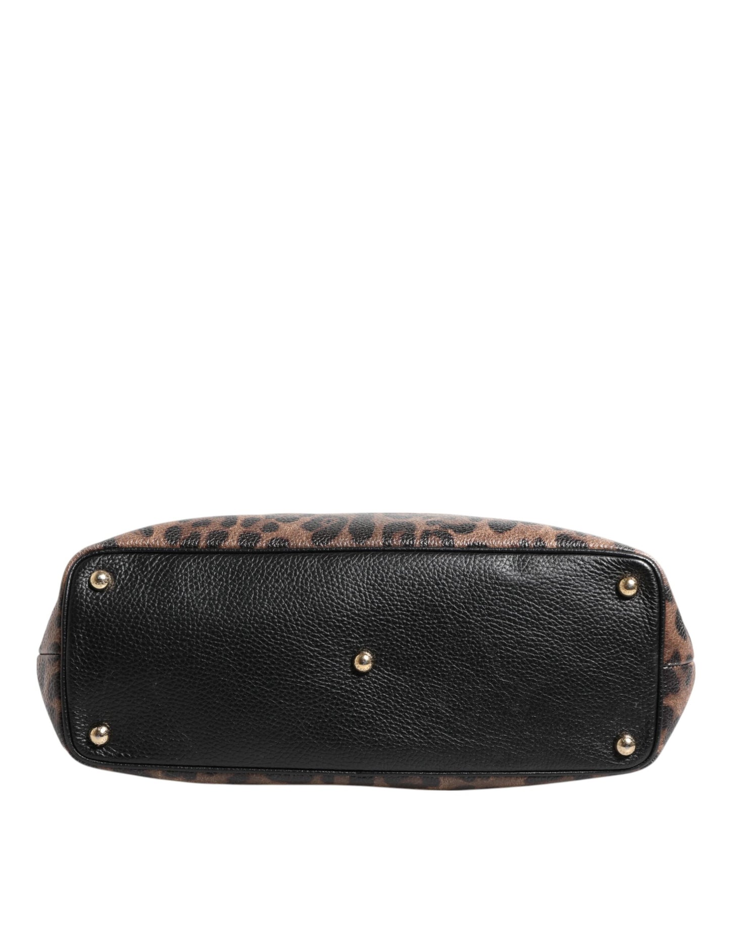 D&G Sac fourre-tout en cuir marron léopard GLAM avec plaque logo