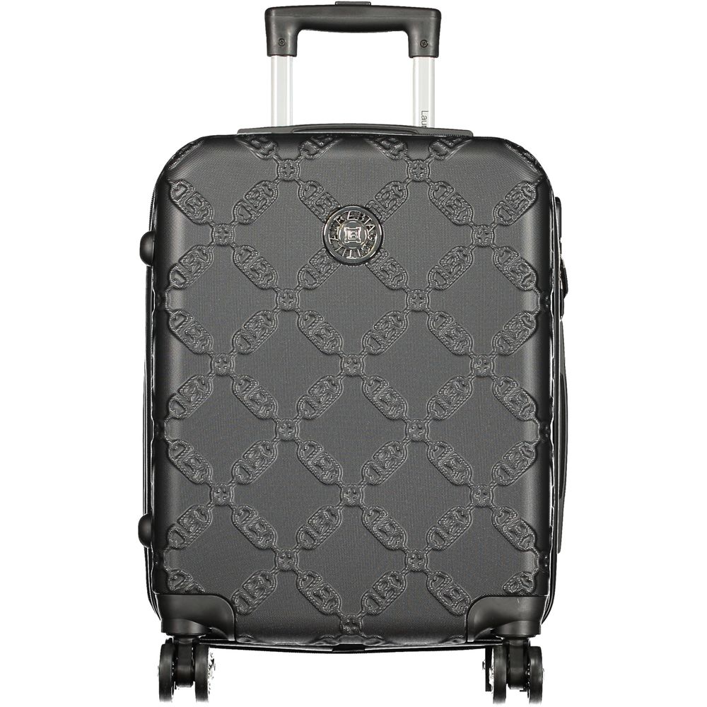Black Polyurethane Women's Travel Trolley Set