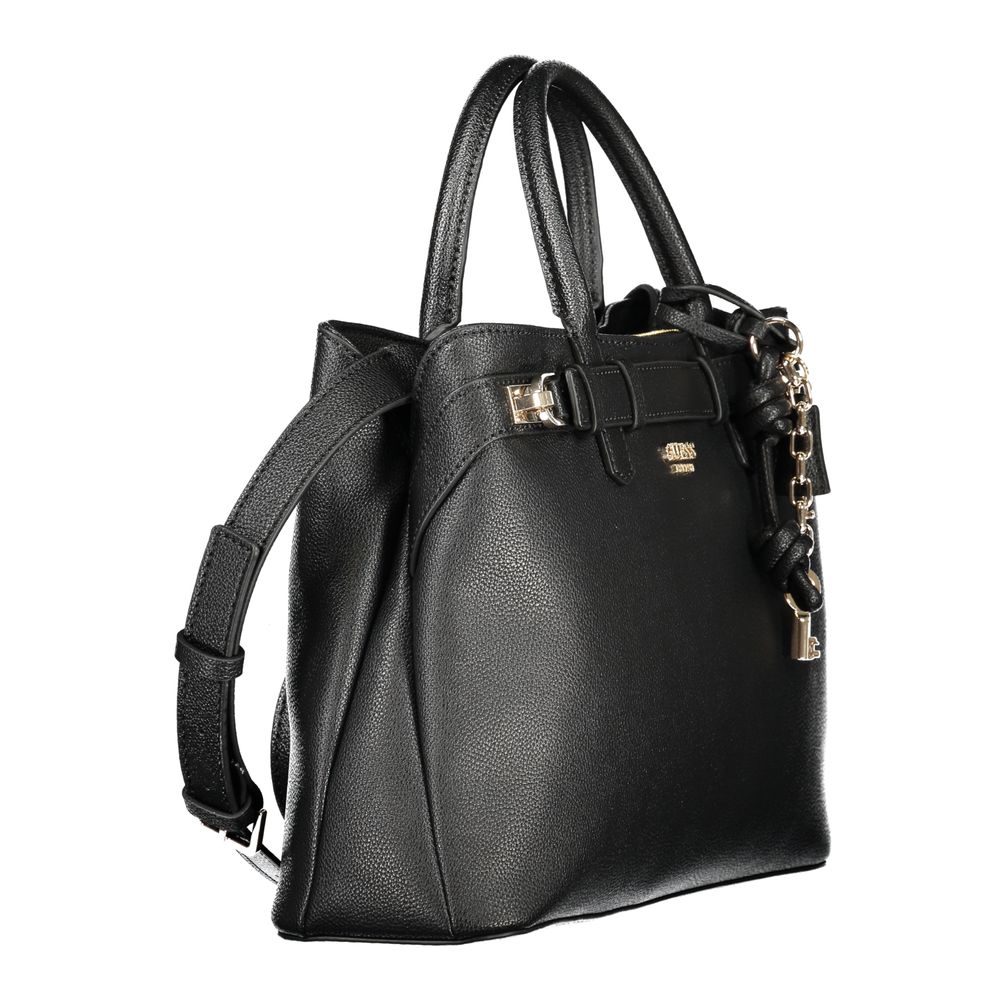 Black Polyurethane Women Handbag