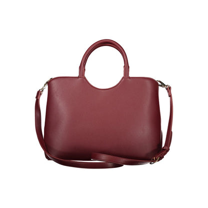 Red Polyurethane Women Handbag