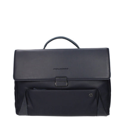 Blue Leather Business And Laptop Bag