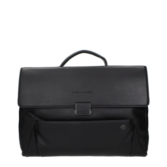 Black Leather Business And Laptop Bag