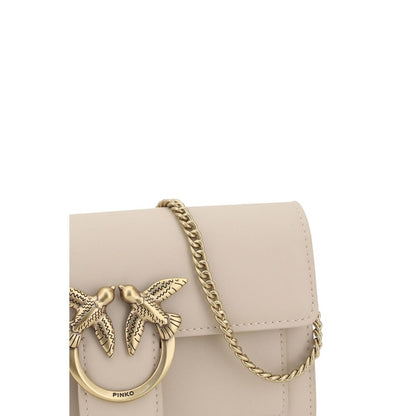 Beige Calf Leather Bos Taurus Shoulder Bag