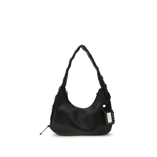 Black Recycled Leather Shoulder Bag