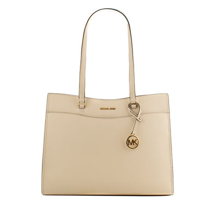 Beige Leather Tote Bag