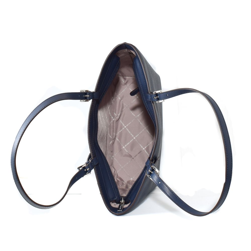 Blue Artificial Leather Tote Bag