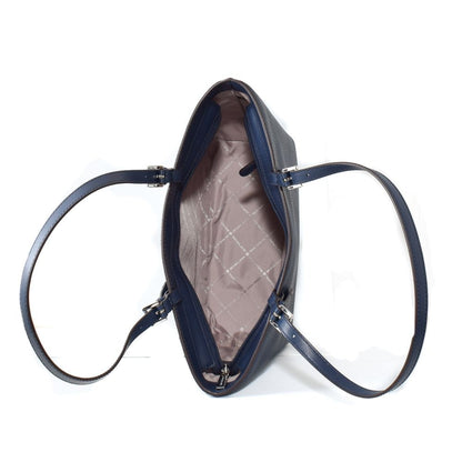 Blue Artificial Leather Tote Bag