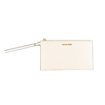 Beige Leather Clutch Bag
