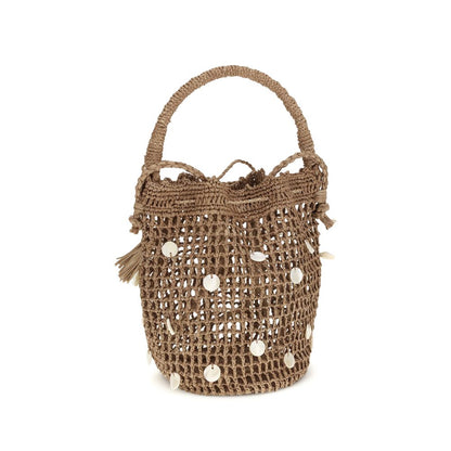 Brown Raffia Backet Bag