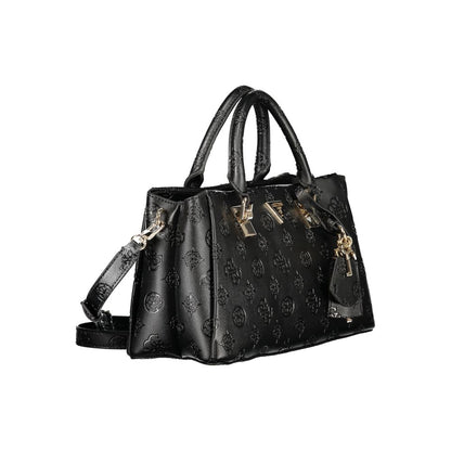 Black Polyurethane Women Handbag
