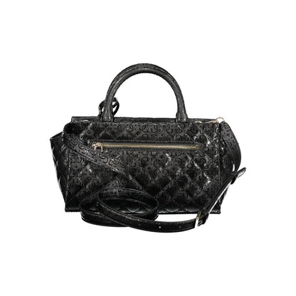 Black Polyurethane Women Handbag
