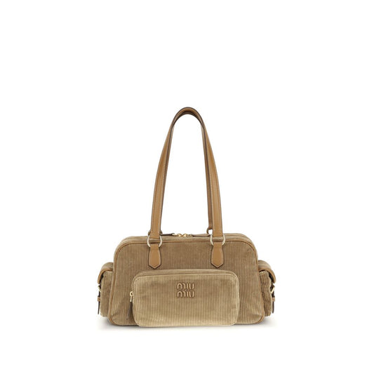 Beige Cotton Shoulder Bag
