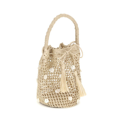 Beige Raffia Backet Bag