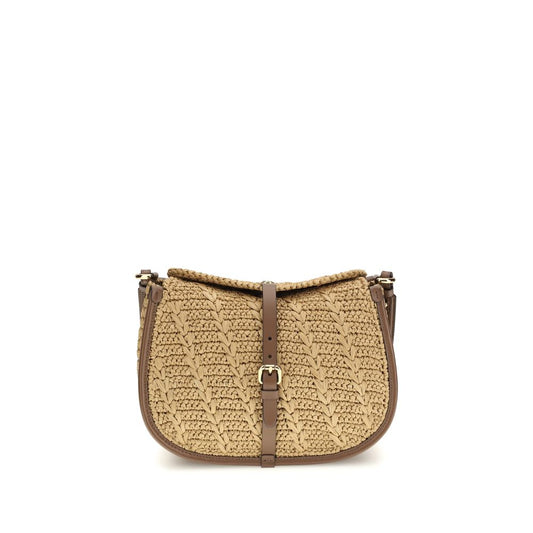 Beige Raffia Shoulder Bag