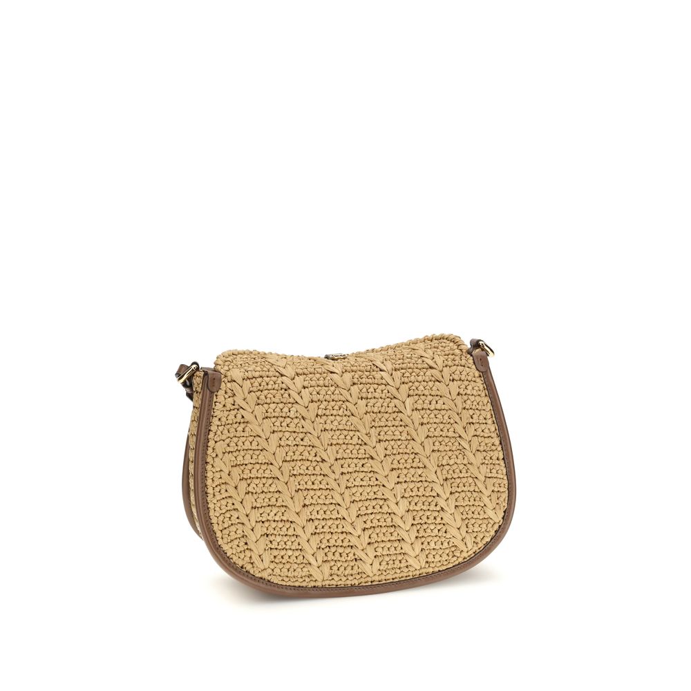 Beige Raffia Shoulder Bag