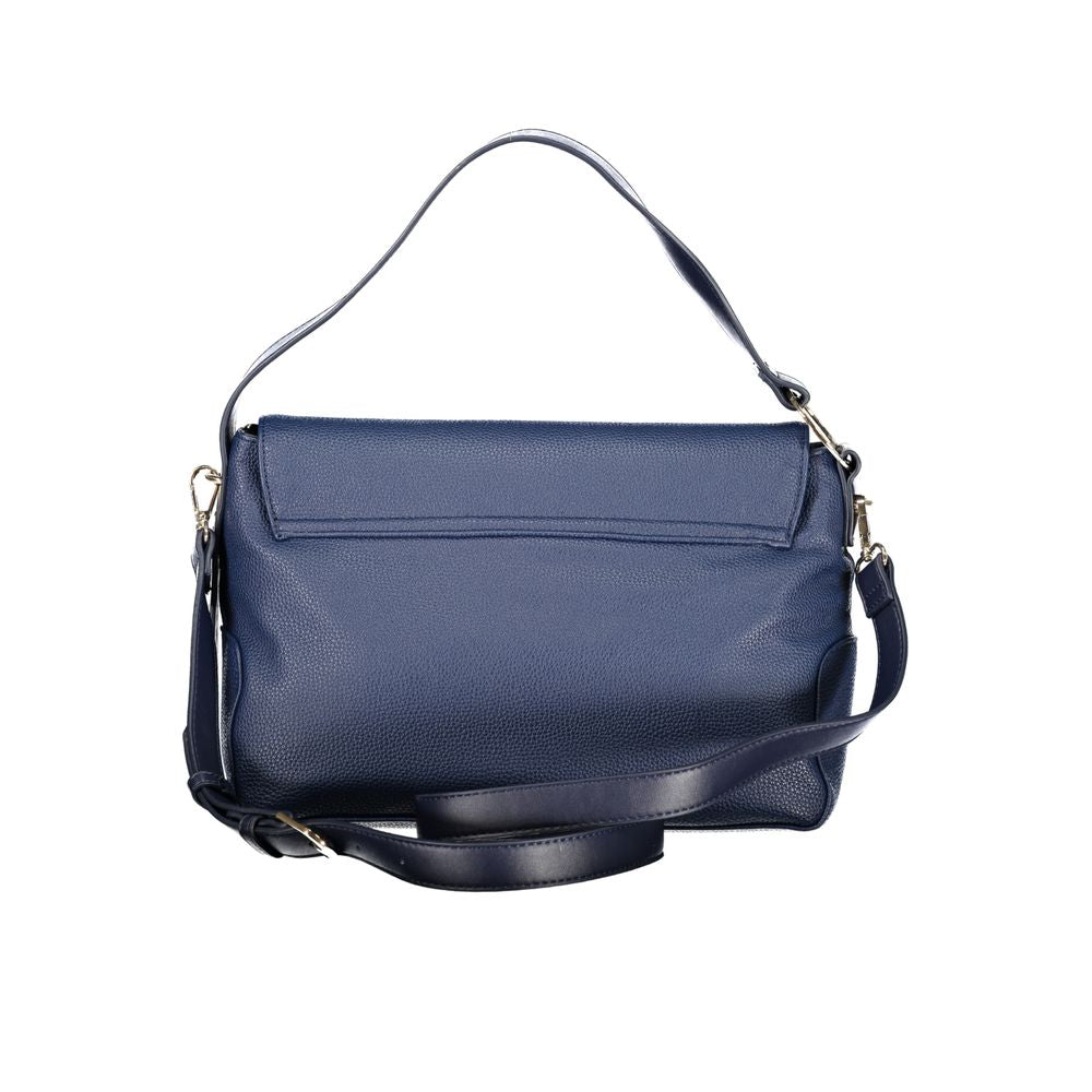 Blue Polyurethane Women Shoulder Bag