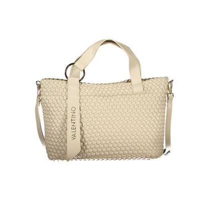 Beige Polyurethane Women Handbag