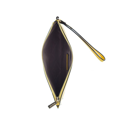 Bicolor Leather Clutch Bag