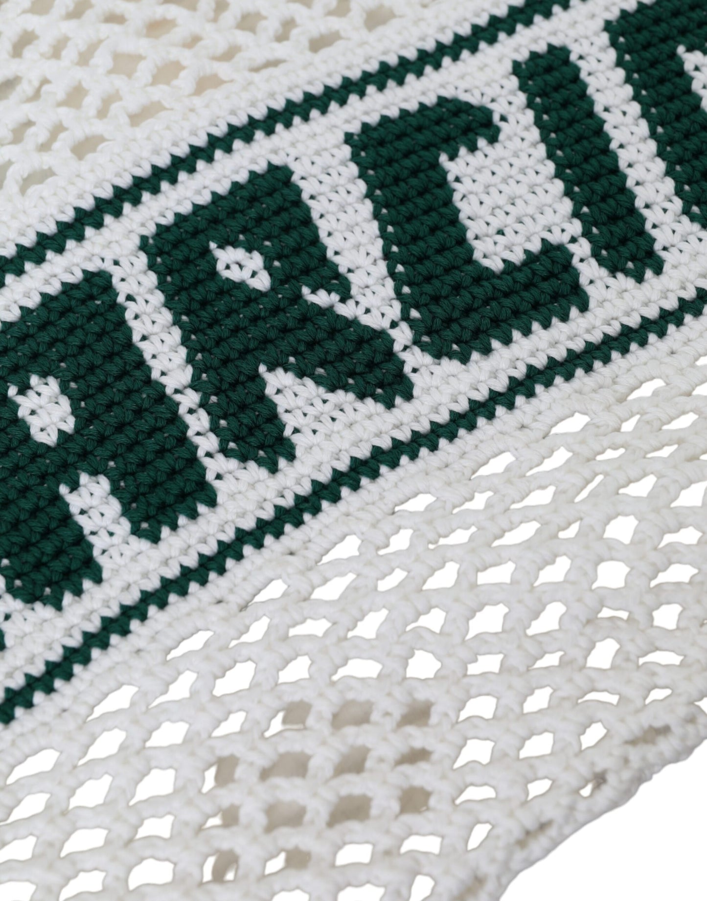 D&G Sac fourre-tout en coton tricoté blanc et vert avec logo
