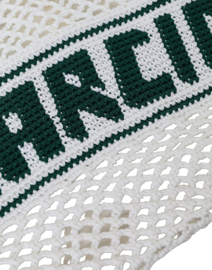 D&G Sac fourre-tout en coton tricoté blanc et vert avec logo