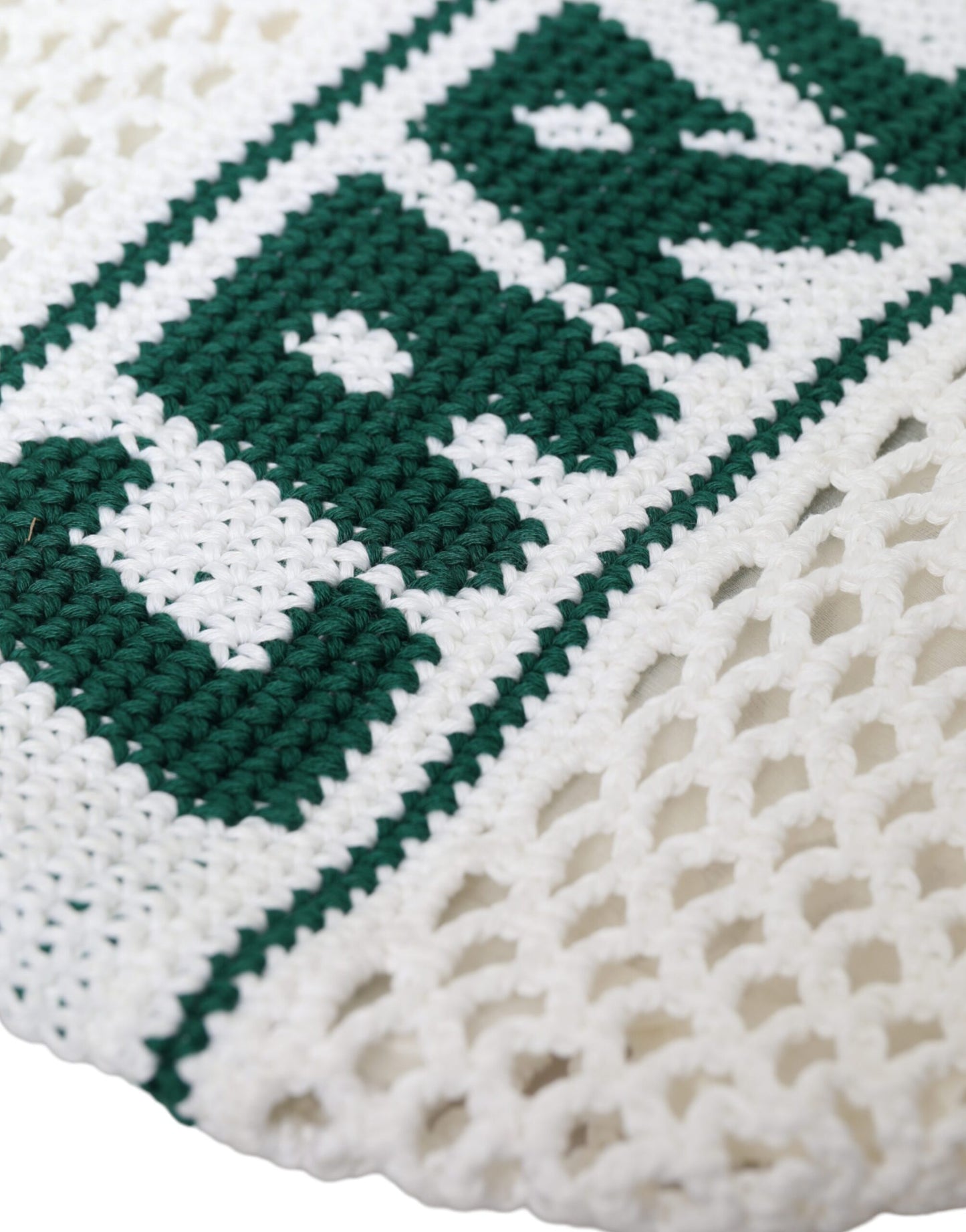 D&G Sac fourre-tout en coton tricoté blanc et vert avec logo