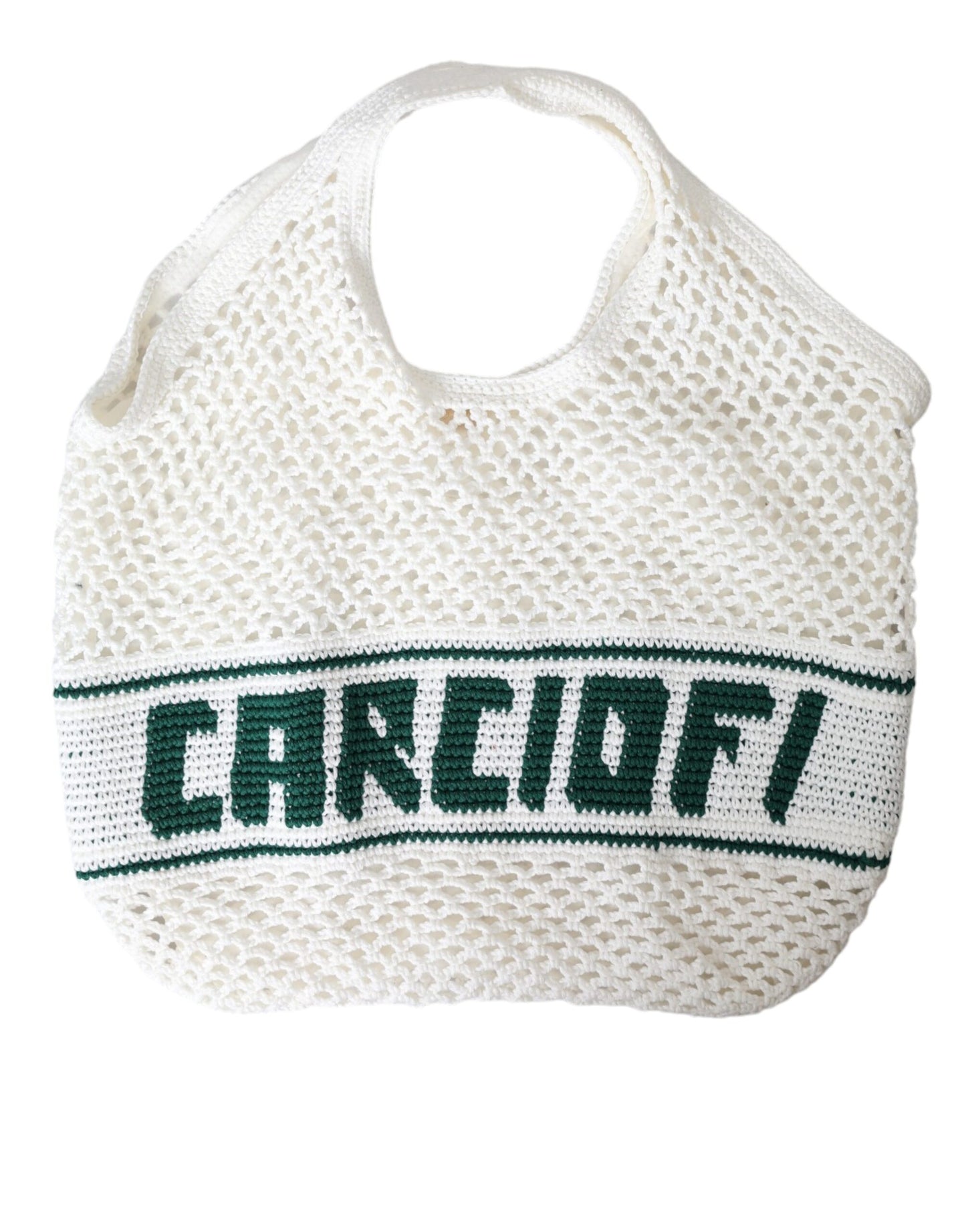 D&G Sac fourre-tout en coton tricoté blanc et vert avec logo
