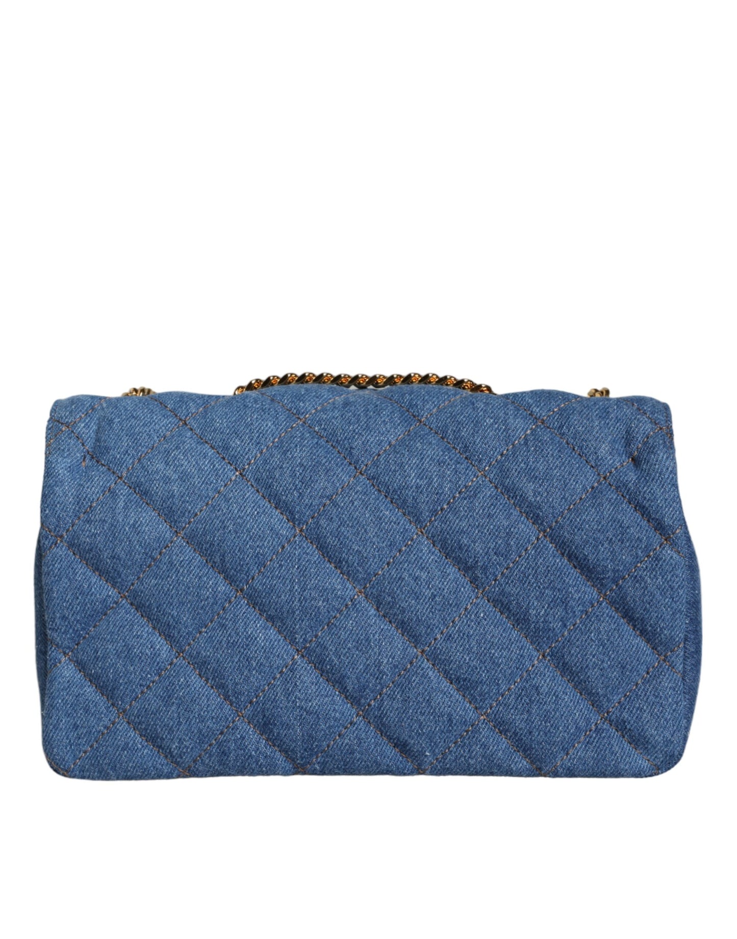 V10 Sac à bandoulière en cuir denim matelassé bleu