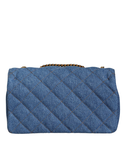 V10 Sac à bandoulière en cuir denim matelassé bleu