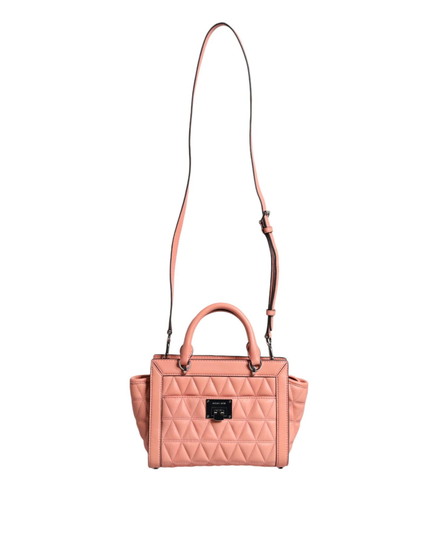 MK11 Sac bandoulière VIVIANNE en cuir matelassé couleur pêche avec logo