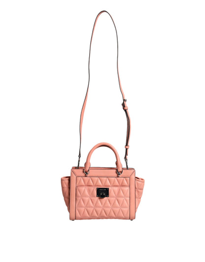 MK11 Sac bandoulière VIVIANNE en cuir matelassé couleur pêche avec logo