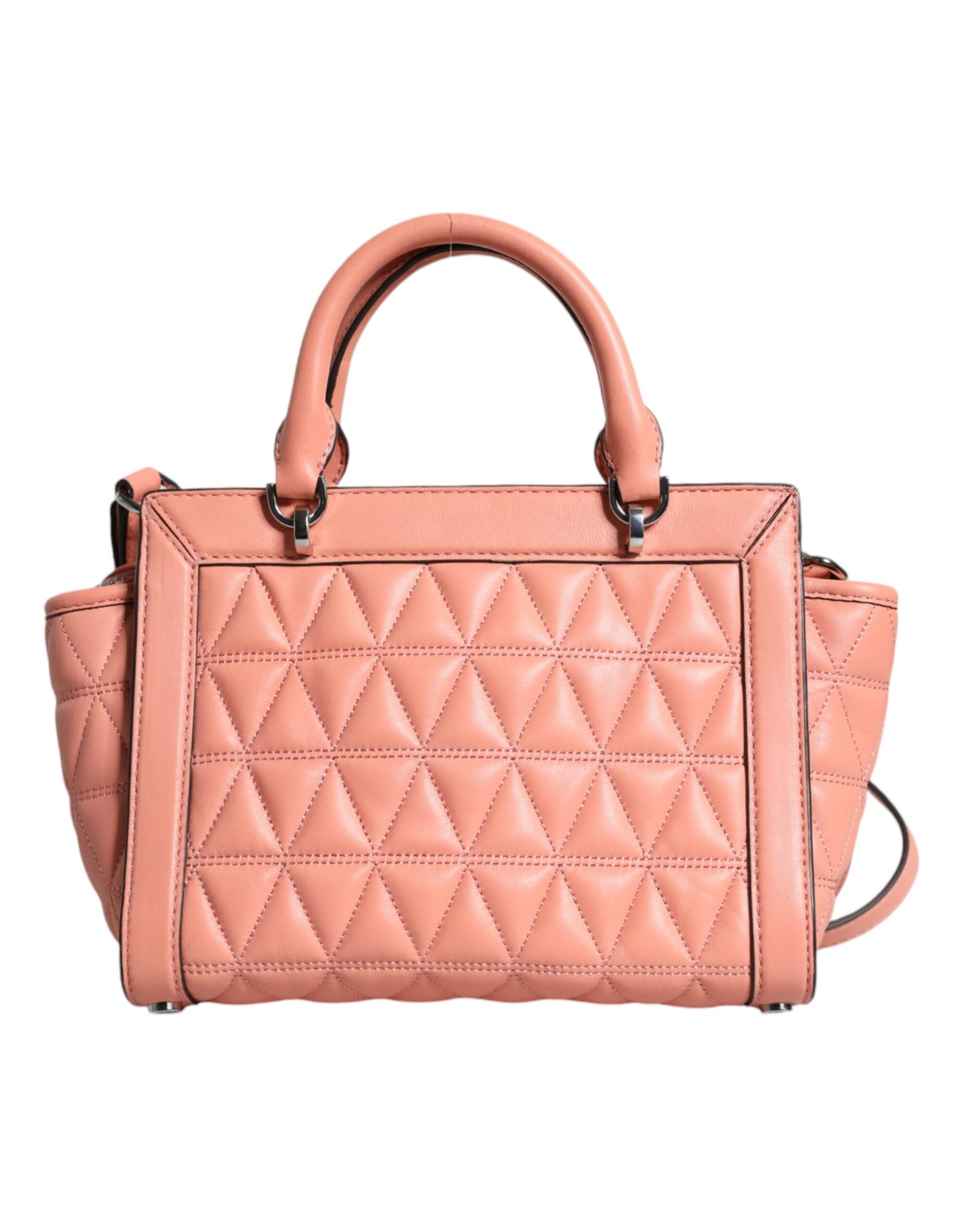 MK11 Sac bandoulière VIVIANNE en cuir matelassé couleur pêche avec logo
