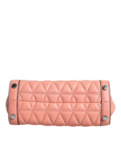 MK11 Sac bandoulière VIVIANNE en cuir matelassé couleur pêche avec logo