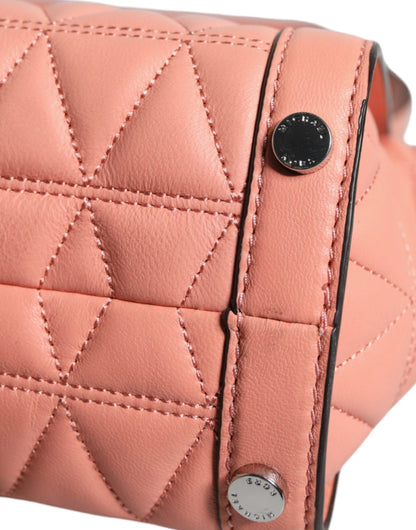 MK11 Sac bandoulière VIVIANNE en cuir matelassé couleur pêche avec logo