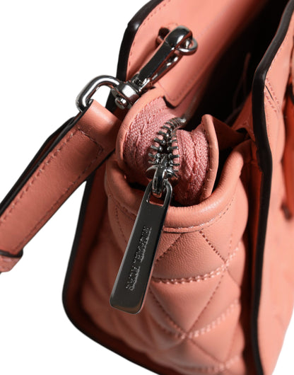 MK11 Sac bandoulière VIVIANNE en cuir matelassé couleur pêche avec logo
