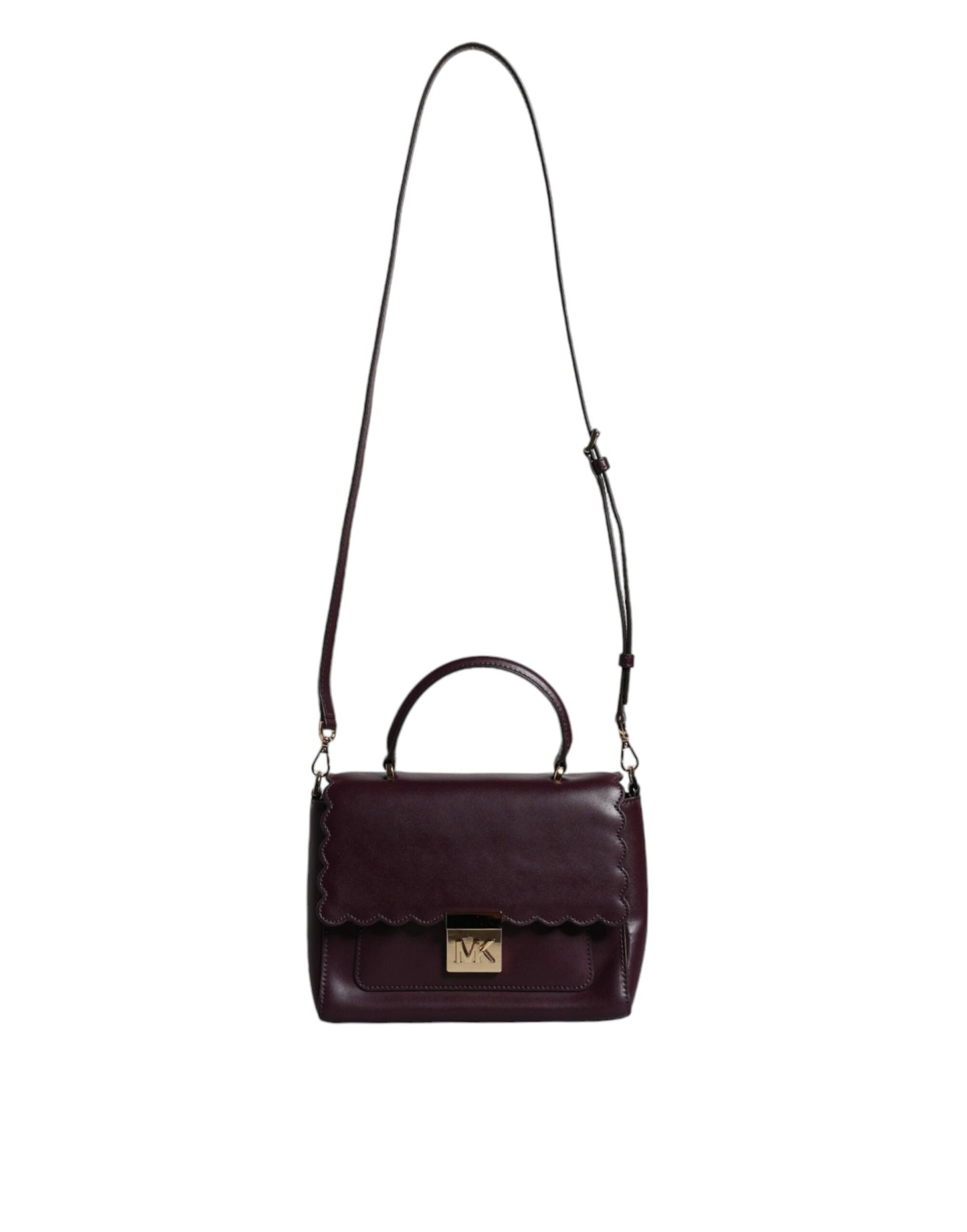 MK17 Sac bandoulière MINDY en cuir violet avec plaque logo