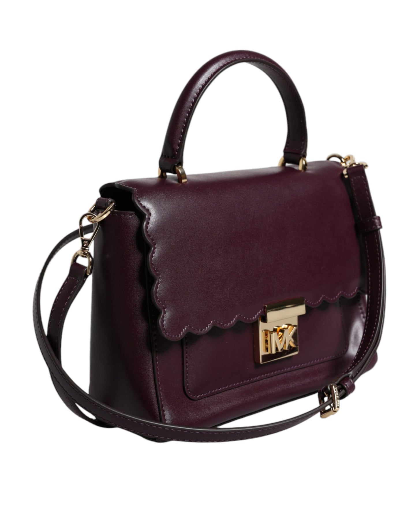 MK17 Sac bandoulière MINDY en cuir violet avec plaque logo