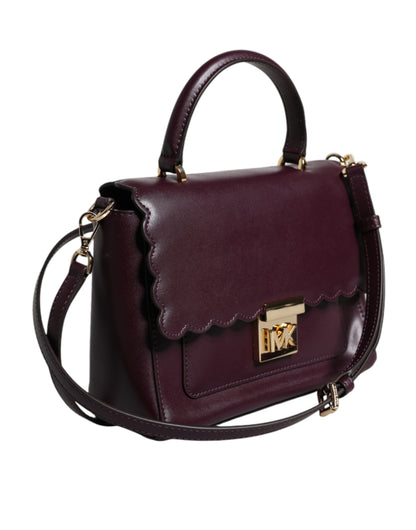 MK17 Sac bandoulière MINDY en cuir violet avec plaque logo