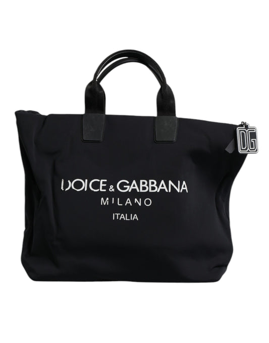 D&G Sac fourre-tout en toile noire avec logo DG pour femme