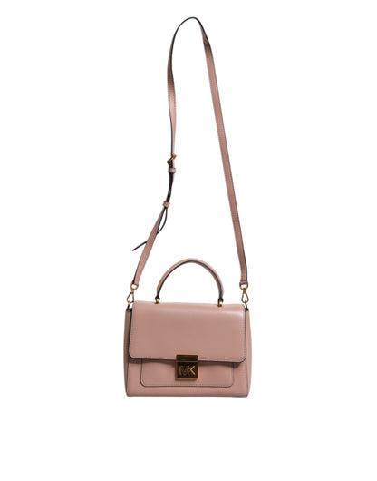 MK19 Sac cartable MINDY en cuir rose avec plaque logo