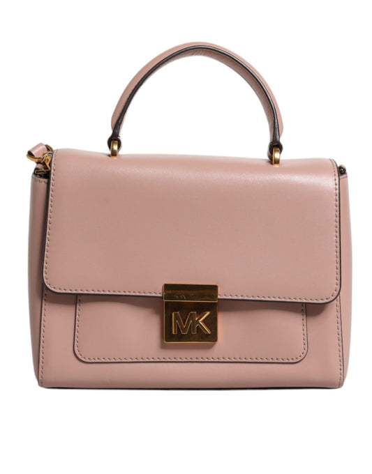 MK19 Sac cartable MINDY en cuir rose avec plaque logo