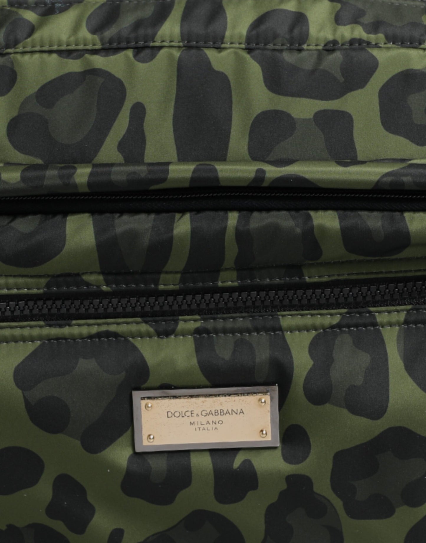 Green Polyester Leopard Print Shell Messenger Bag